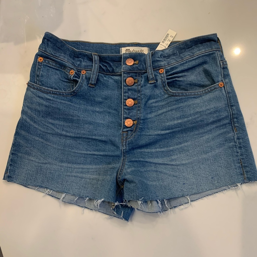 Madewell High Rise Denim Button Up Shorts